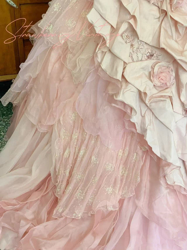 Pink A-Line Princess Quinceanera Dress Ball Gown Sweet 16 Dresses - View 8 | FashionDia