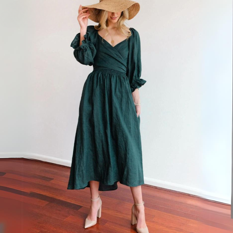 Stella Exclusive French Dress with Ruffled Sleeves Boutique Collection