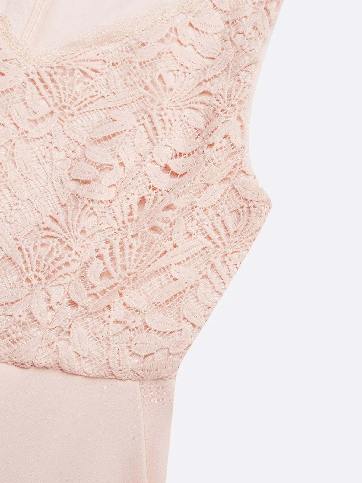 Women Pink Lace V-Neck Sleeveless Ankle Length Dressy Jumpsuit - View 5 | FashionDia