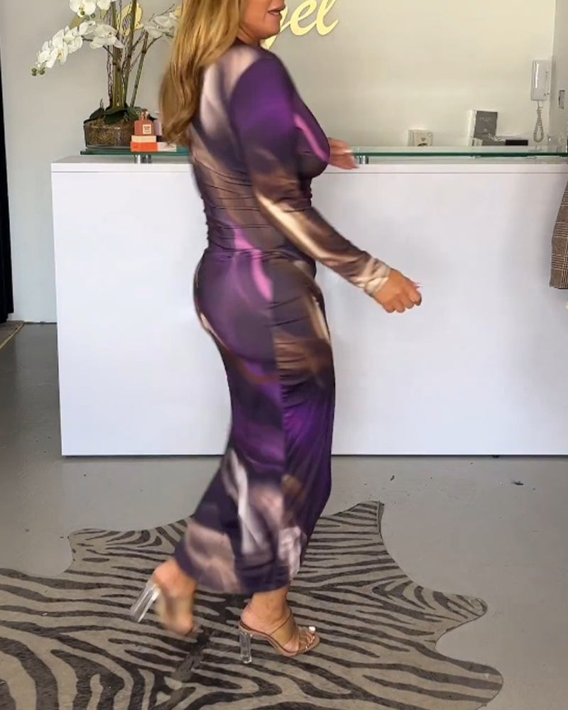 Chic Izar Midi Dress with a V Neck and Slit Premium Wardrobe Essential