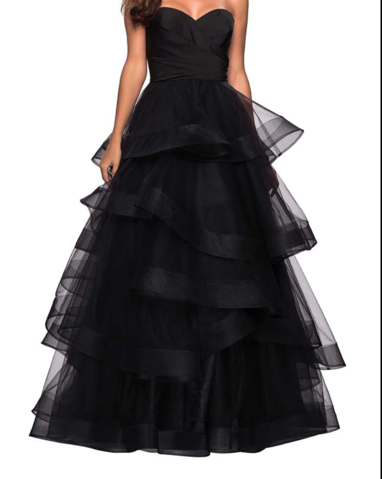 Black Rufflue Prom Dress Long Prom Dress Sweetheart Eveninng Dress - View 7 | FashionDia