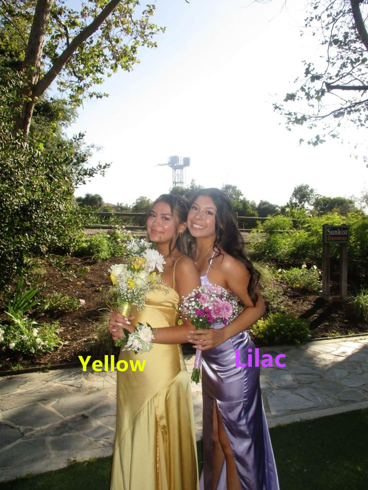 Simple Spaghetti Straps Slit Mermaid Evening Dress Yellow Prom Dress - View 2 | FashionDia