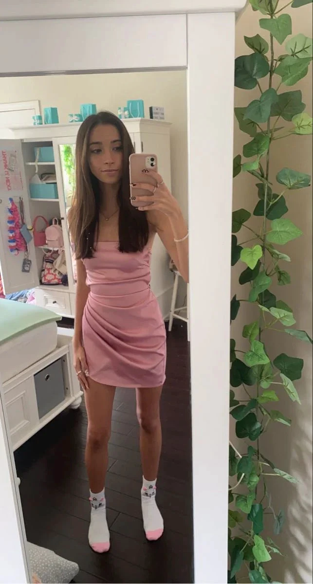 Cute Pink Bodycon Dress Pink Homecoming Dress (ZD12277)