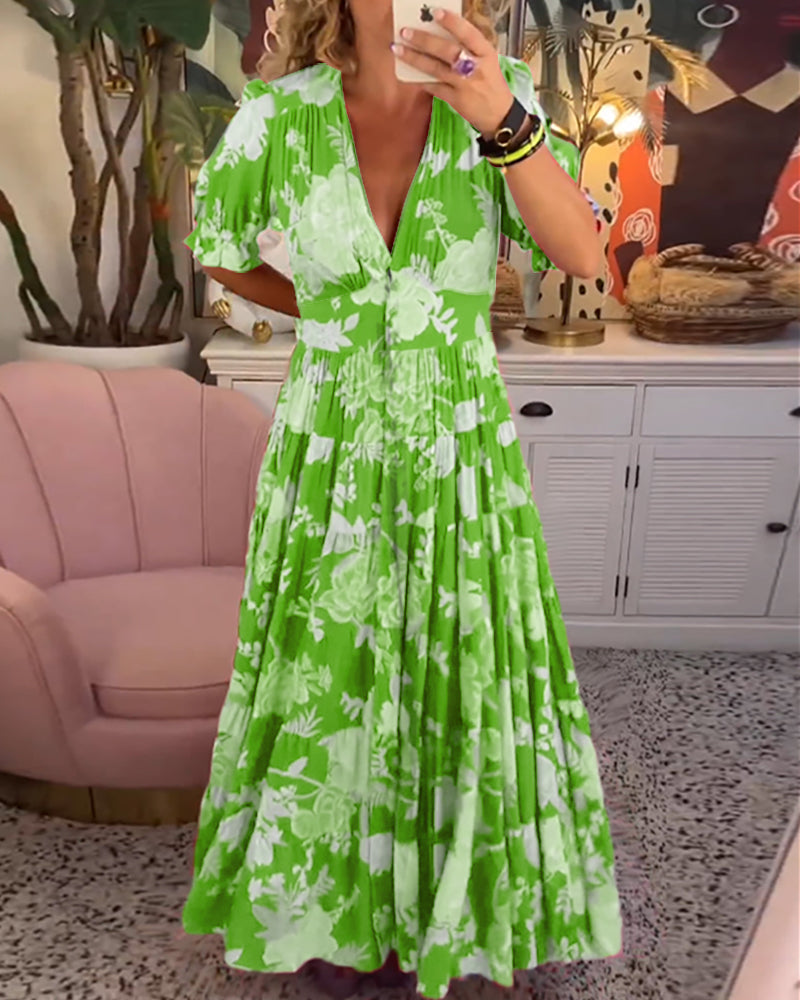 Marina Boutique Floral Dress a Line Puff Sleeves Collection