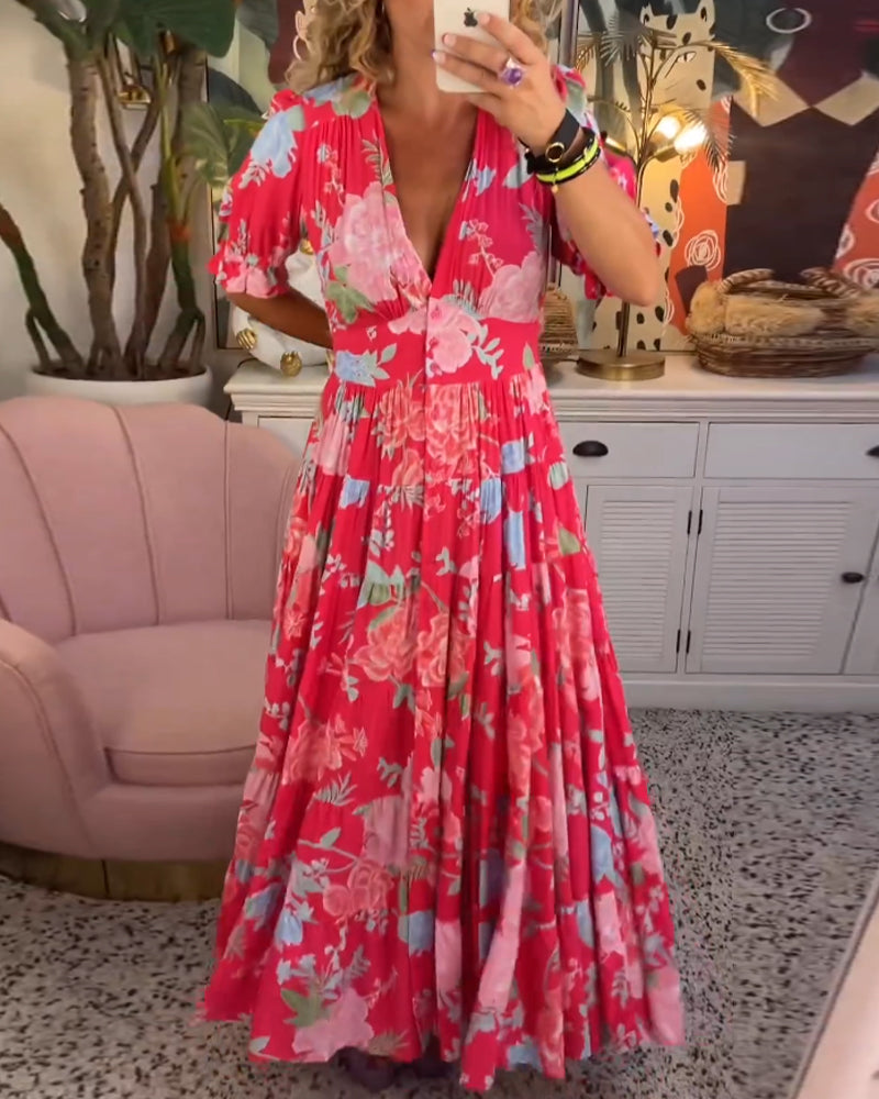 Marina Boutique Floral Dress a Line Puff Sleeves Collection
