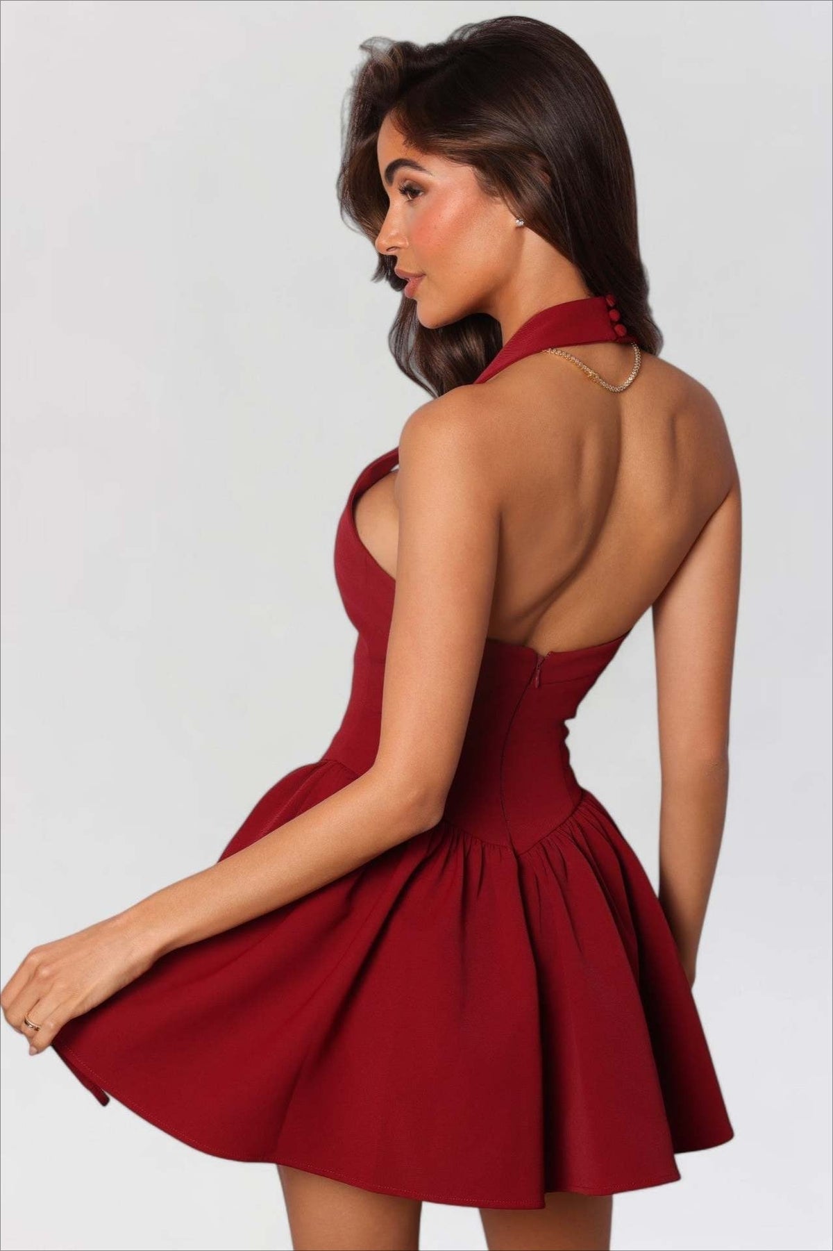 Low-Back Ruffle Mini Party Dress - View 6 | VelvetHem