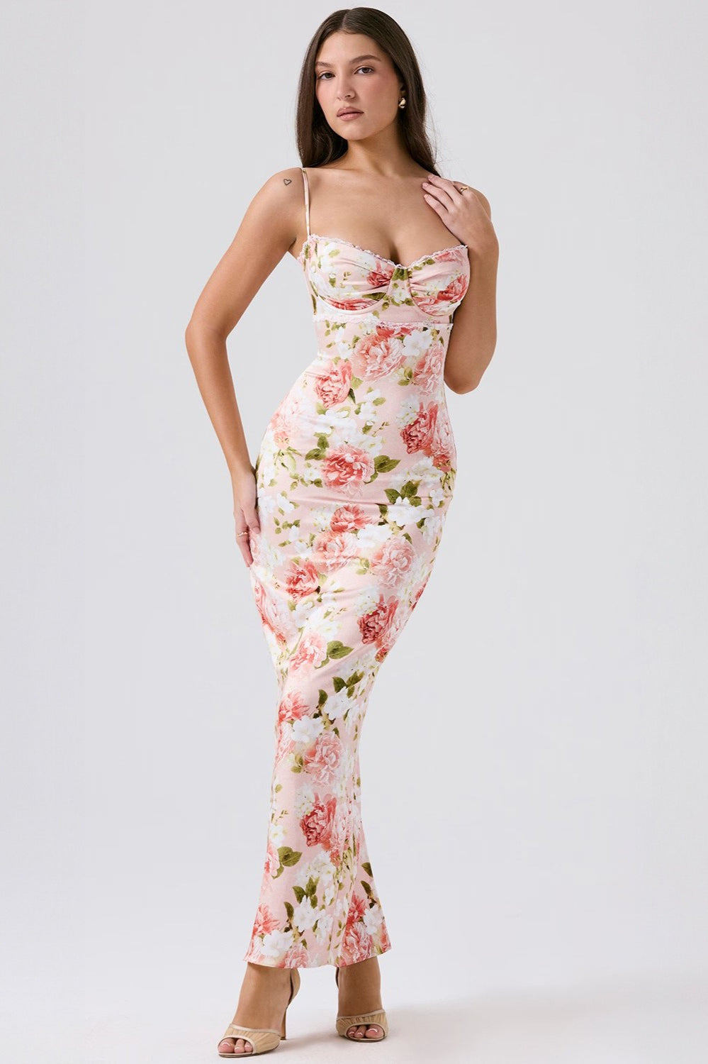 Casual Floral Split Midi Silk Dress - VelvetHem