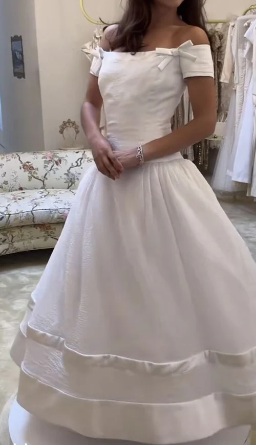 A-Line Off-the-Shoulder Long Wedding Dress Simple Bridal Dresses