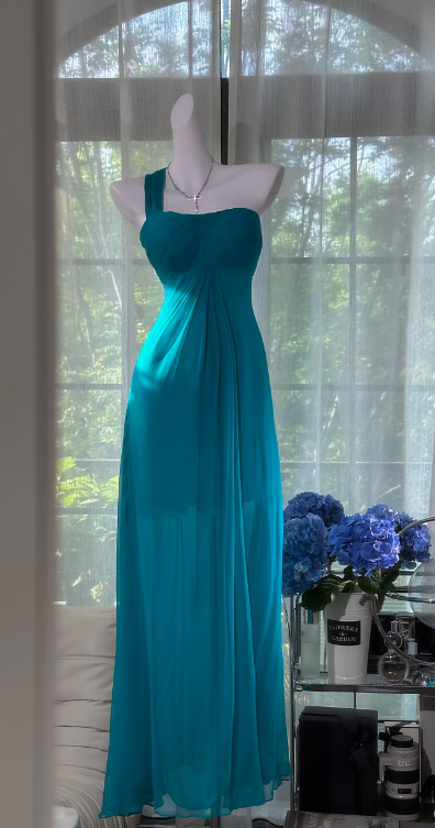 One-Shoulder Chiffon Long Prom Dress Simple Bridesmaid Dresses
