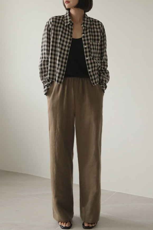 Casual Check Pocket Blouse