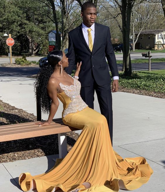 Gold Mermaid Long Prom Evening Dresses