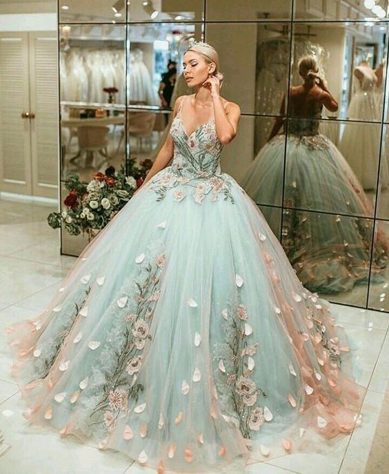 A Line Ball Gown Prom Dress, Long Tulle Prom Dress