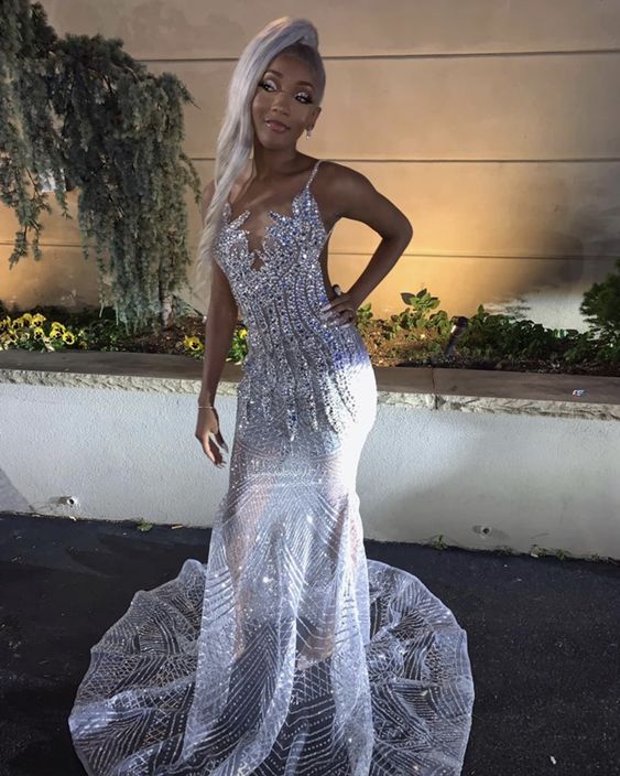 Silver Mermaid Prom Dresses Evening Dresses