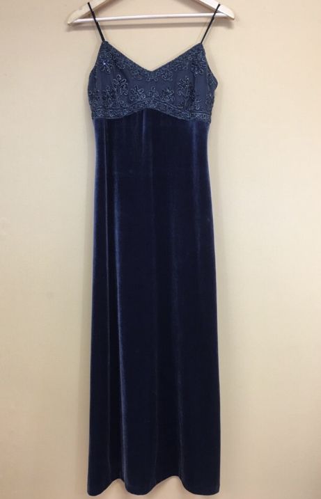 Vintage Velvet Evening Gown Spaghetti Strap Prom Dresses