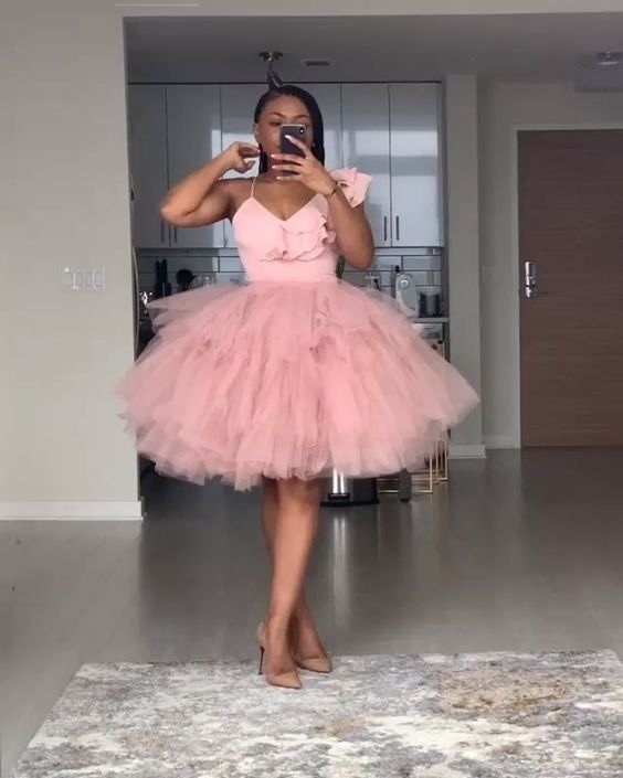 Pink Tulle Homecoming Dress, Graduation Dress fg1762