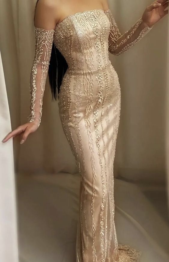 champagne long prom dress,light champagne evening dress