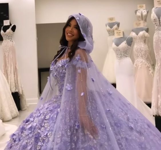 Lavender Princess Quinceanera Dress Ball Gown Lace Appliques Corset Sweet 15 Prom Dresses - View 4 | FashionDia