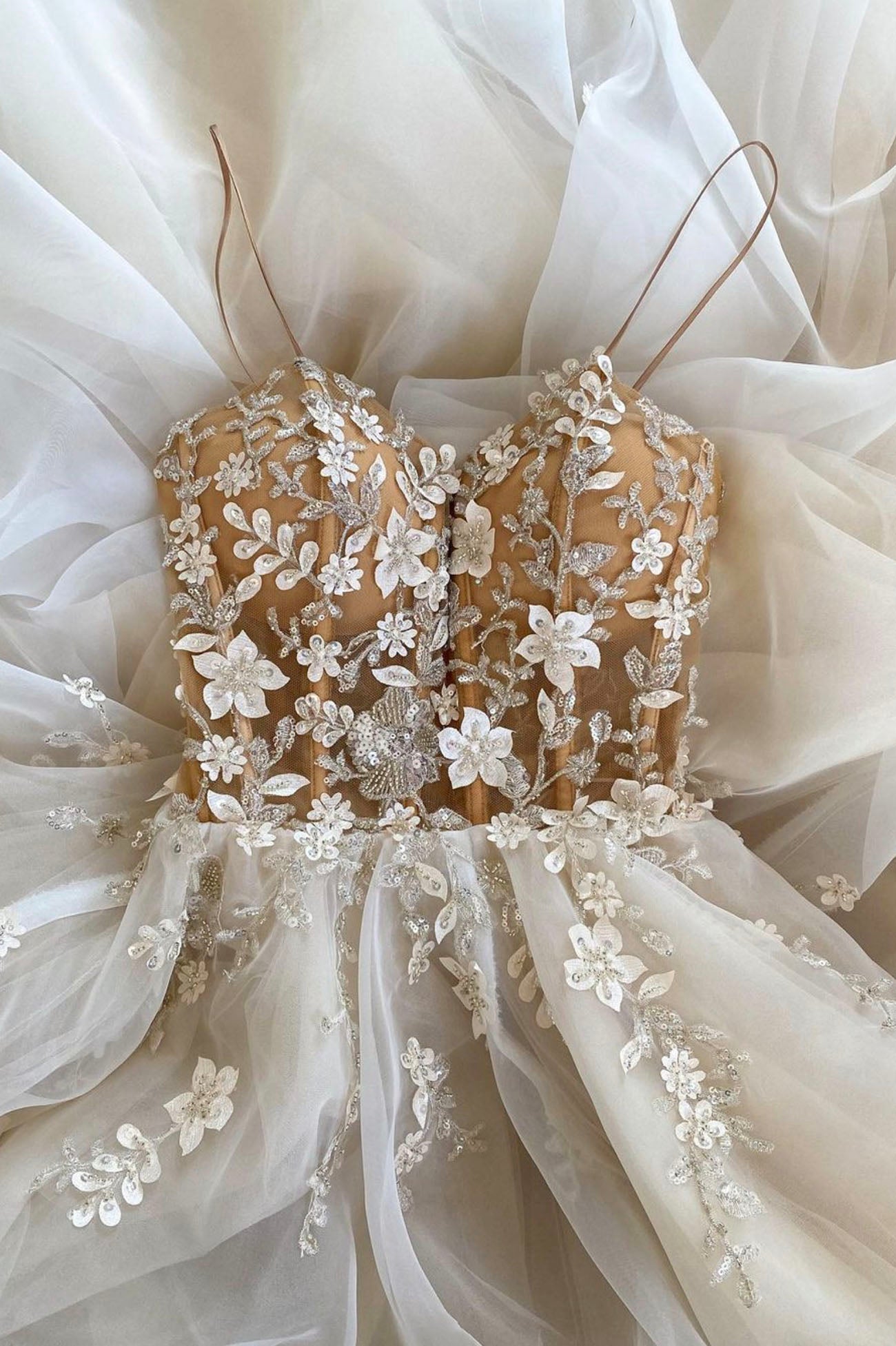 CHAMPAGNE CHIFFON BEADS LONG PROM DRESS A LINE EVENING DRESS