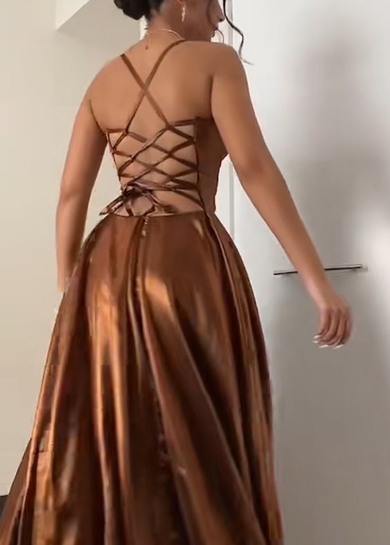 Brown prom dresses long evening dress
