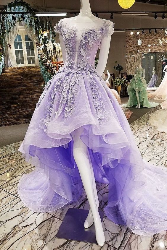 Purple High Low Evening Dresses.charming Formal Evening Gowns