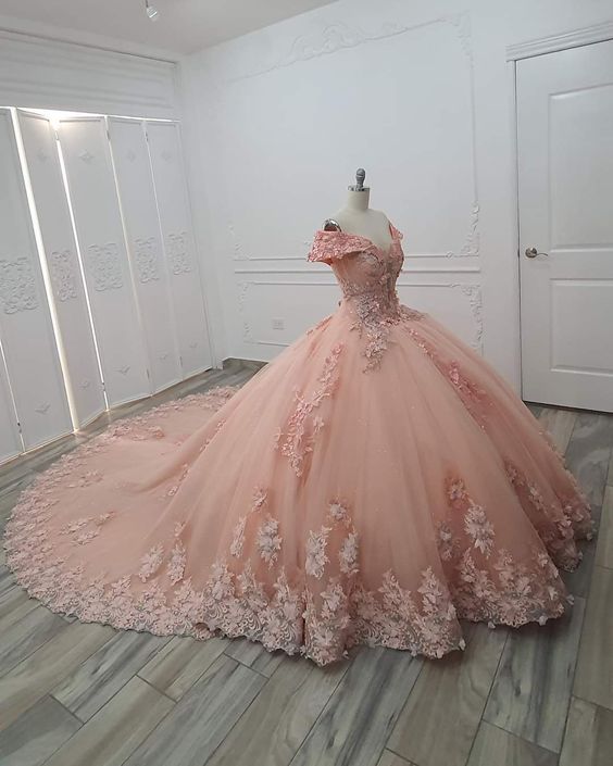 Pink Wedding Dresses Ball Gown Prom Dresses - FashionDia