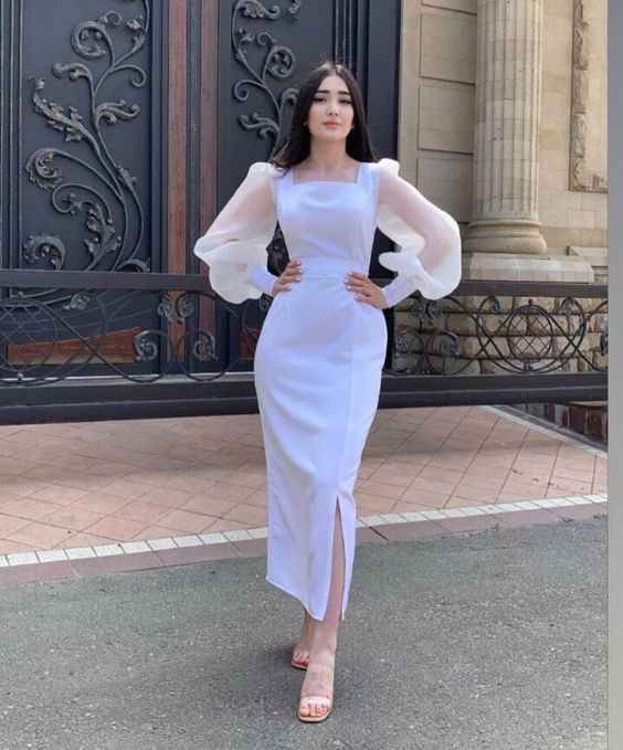 Elegant Mermaid White Women One Piece Vintage Evening Party Dress