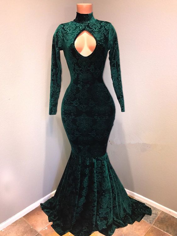 High Neck Velvet Mermaid Prom Dresses |Prom Dresses