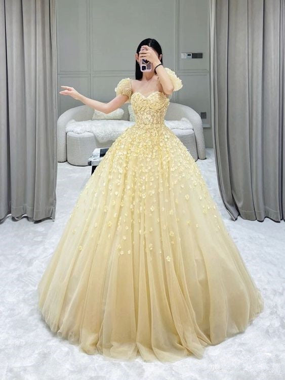Yellow Prom Dresses Long, Formal Dress, Pageant Dance Dresses, School Party Gown fg2090