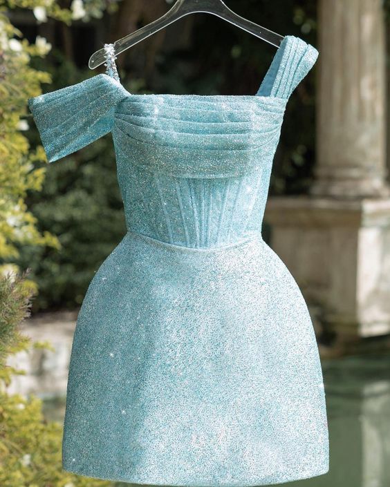 Blue Short Party Dress Homecoming Dress