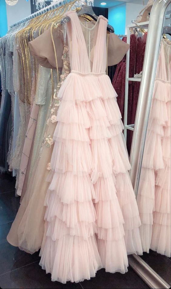 Pink long prom dresses party dress