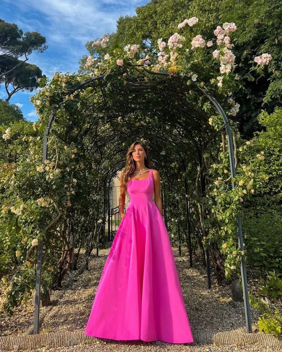 Elegant Hot Pink Long Prom Dresses - FashionDia