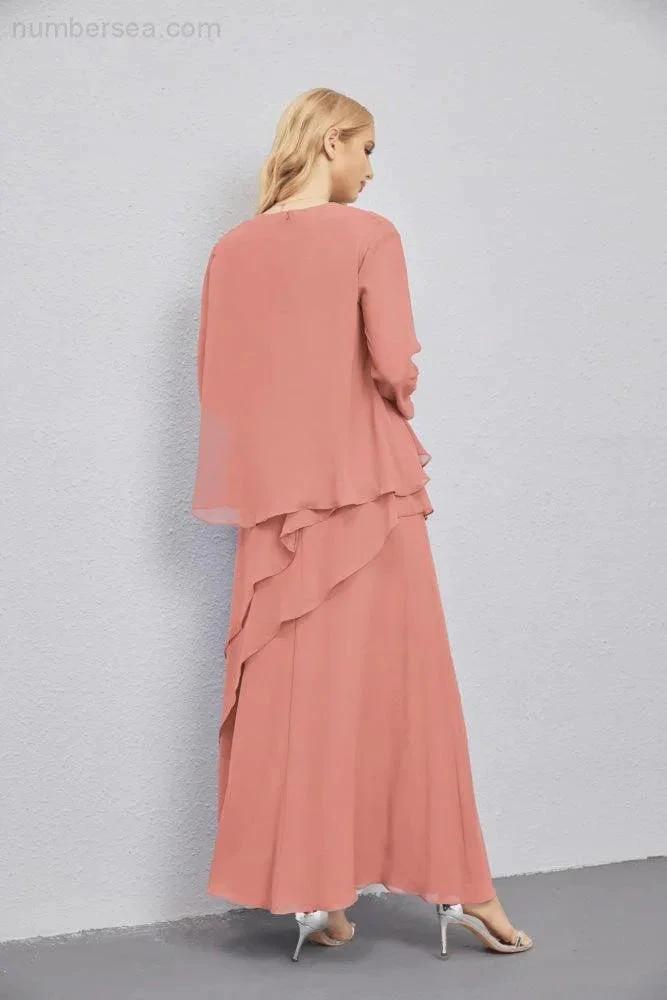 Mother of Bride Dresses with Open Front Lightweight Cardigan Formal Prom Gown 28081 (ZD16990)