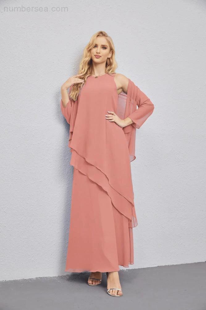 Mother of Bride Dresses with Open Front Lightweight Cardigan Formal Prom Gown 28081 (ZD16990)