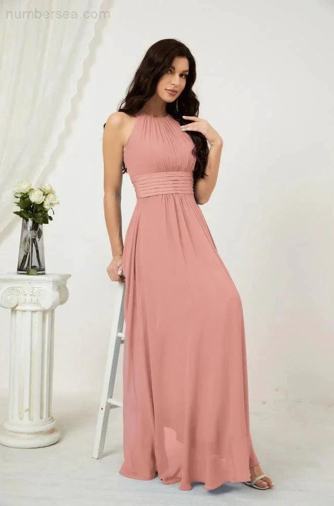 ZapDress Formal Party Gown Dress Chiffon Halter Long Sleeveless Bridesmaid Dresses 2802 (ZD16960)
