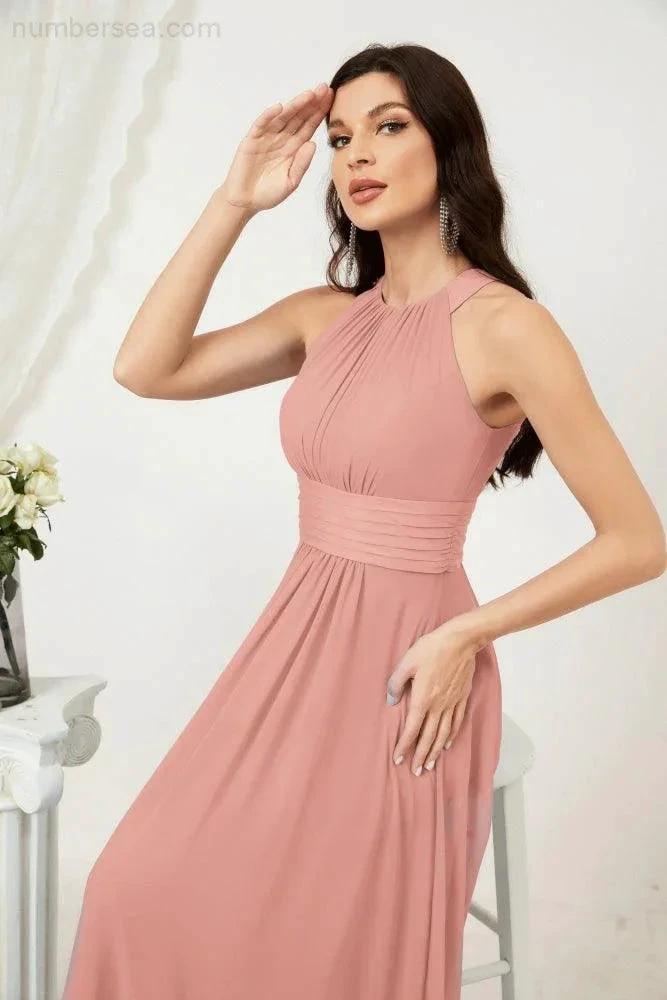 ZapDress Formal Party Gown Dress Chiffon Halter Long Sleeveless Bridesmaid Dresses 2802 (ZD16960)