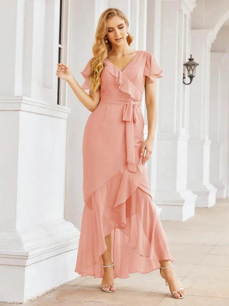 Numbersea Ruffled Bridesmaid Dresses Mermaid Formal Violin Evening Party Prom Gowns 28042 by numbersea
