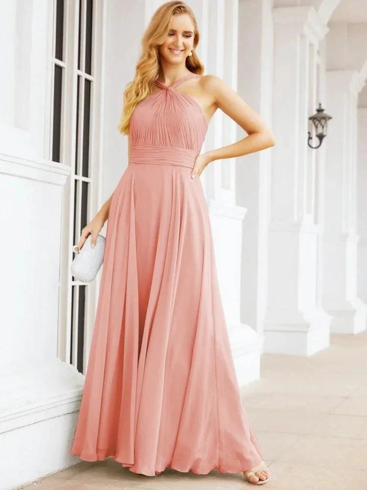 Numbersea Crisscross Halter Bridesmaid Dresses for Party Wedding Evening Prom Maxi Ball Gowns 28053 by numbersea