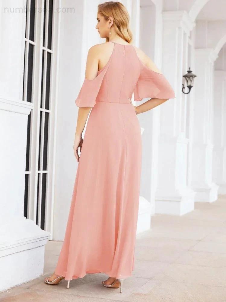 ZapDress Cold Shoulder Bridesmaid Dresses A-Line Long Formal Evening Gowns 28074 (ZD17048)