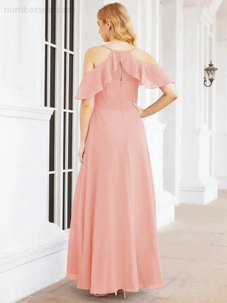 ZapDress Cold Shoulder Long Bridesmaid Dresses Side Slit Formal Prom Gowns Party Wedding 28070 (ZD16993)