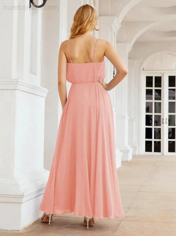 ZapDress Halter Long Bridesmaid Dresses Formal A line Juniors Dress 28029 (ZD17029)
