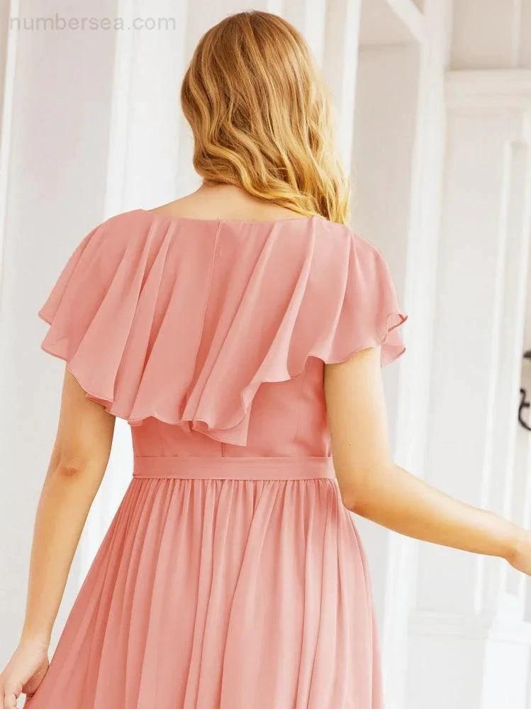 Bridesmaid Dresses with Flutter Sleeves Formal Evening Party Prom Gowns 28044 (ZD17033)