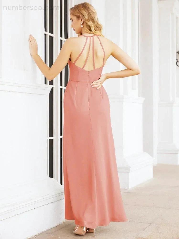 ZapDress Spaghetti Strap Bridesmaid Dresses V-Neck Long A-Line Formal Prom Gowns 28063 (ZD17045)