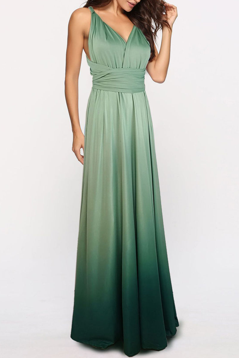 Sexy Gradual Change Bandage Contrast V Neck Evening Dress Dresses - View 6 | VelvetHem