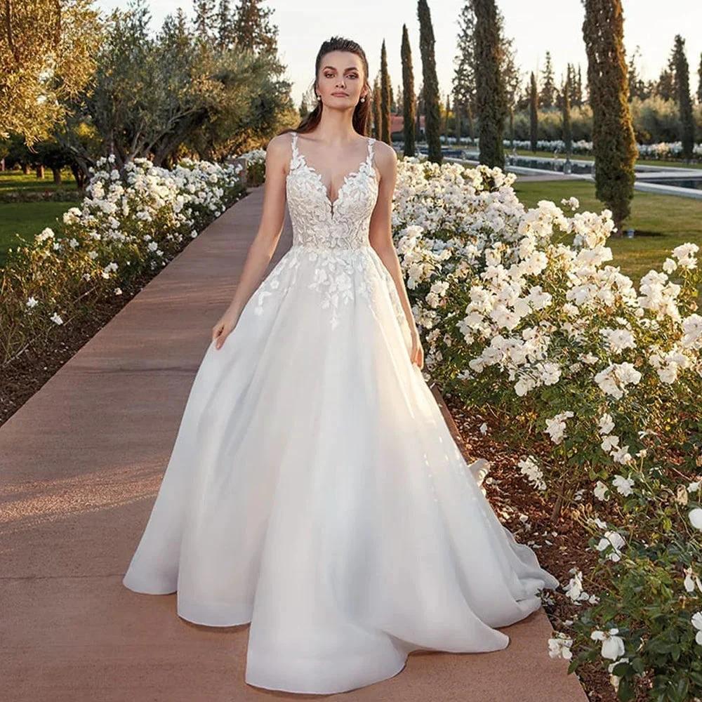 Fancy Sleeveless Wedding Dress For Women Tank Sweetheart A-line Pleat Vestido De Noiva Made To Order Bride by payinti