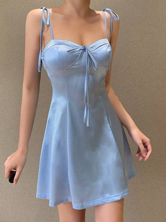 Sweet Spaghetti Straps Sweetheart Neck Blue Short Party Dress Formal Homecoming Dress - FashionDia