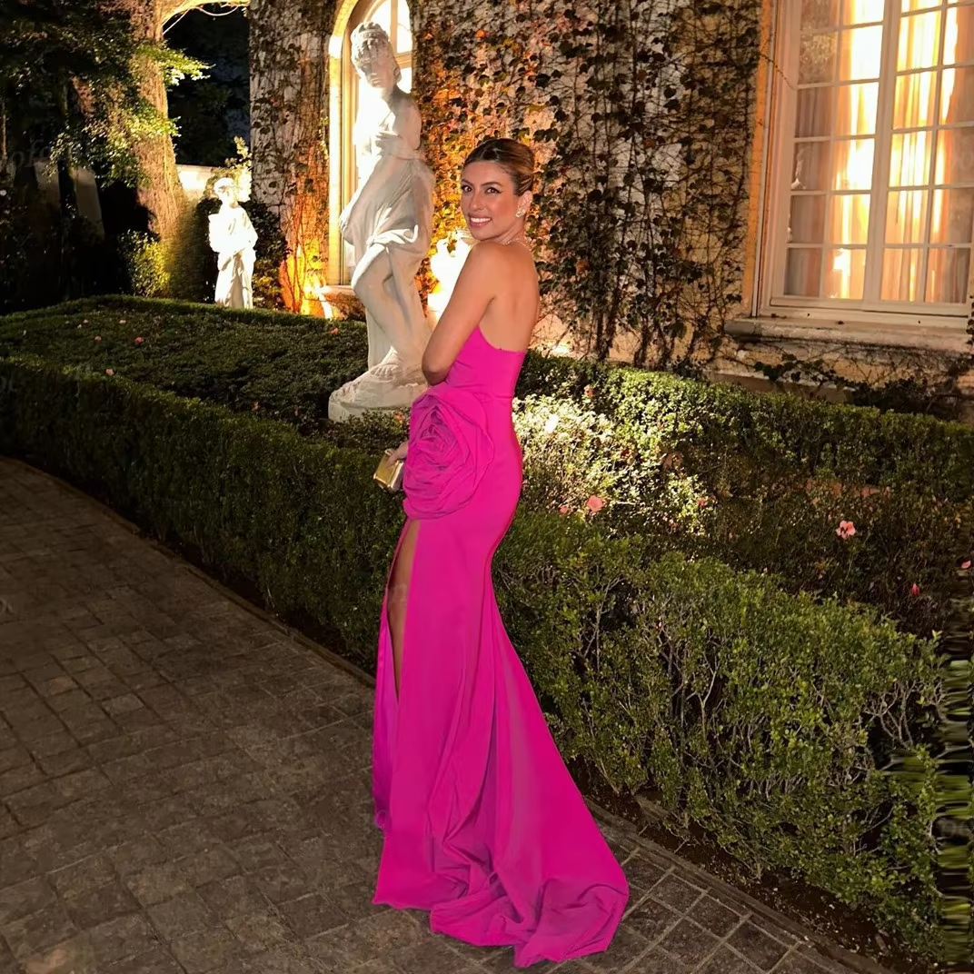 Strapless Prom Dresses Sheath, Celebrity Party Gowns, Flowers Occasion Evening Dresses - View 3 | FashionDia