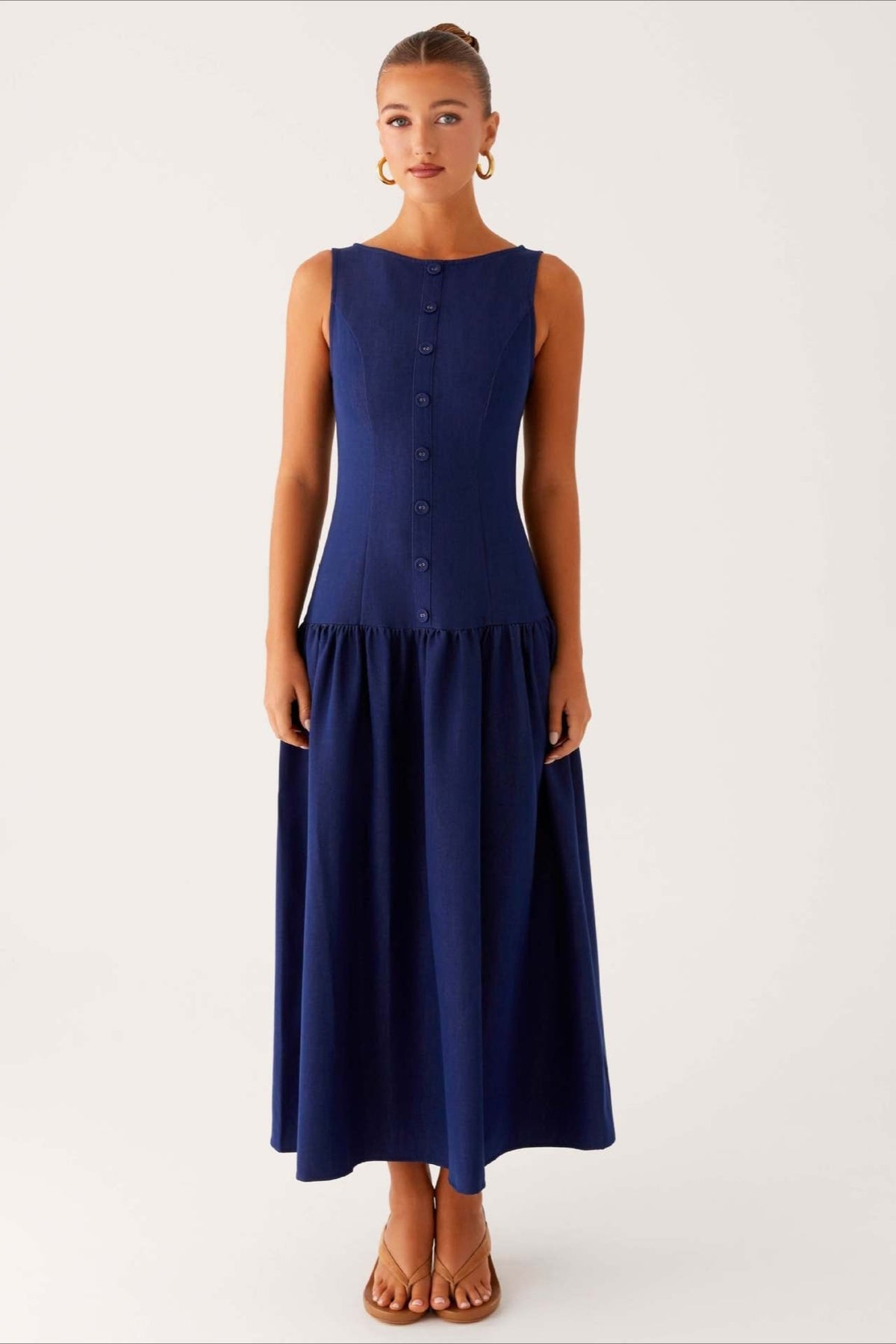 Sleeveless Button Up Denim Dress - View 2 | VelvetHem