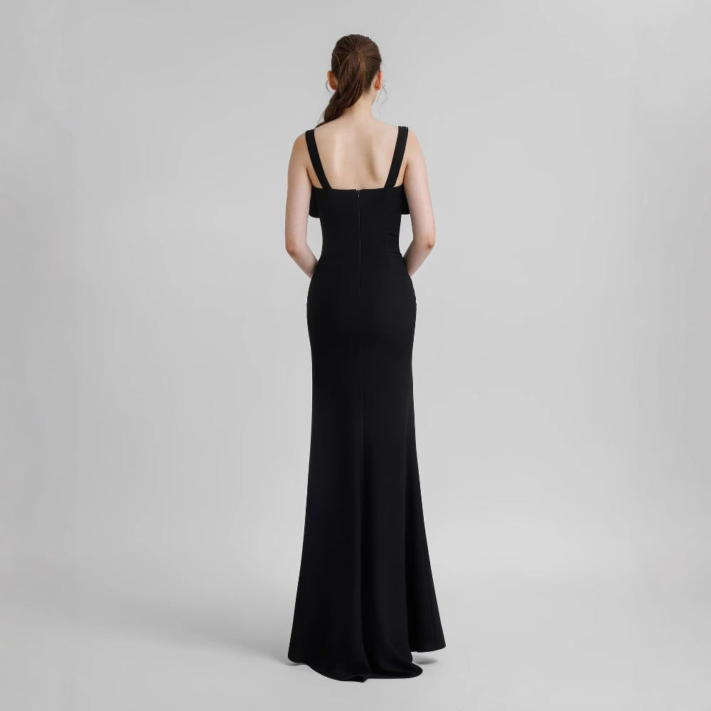 Diamond Strap Bow Slit Elegant Prom Dress - View 2 | VelvetHem