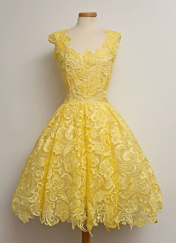 Luxury Unique Lace Party Dresses Vintage Knee Length Chic Popular Evening Gowns, homecoming dress - FashionDia