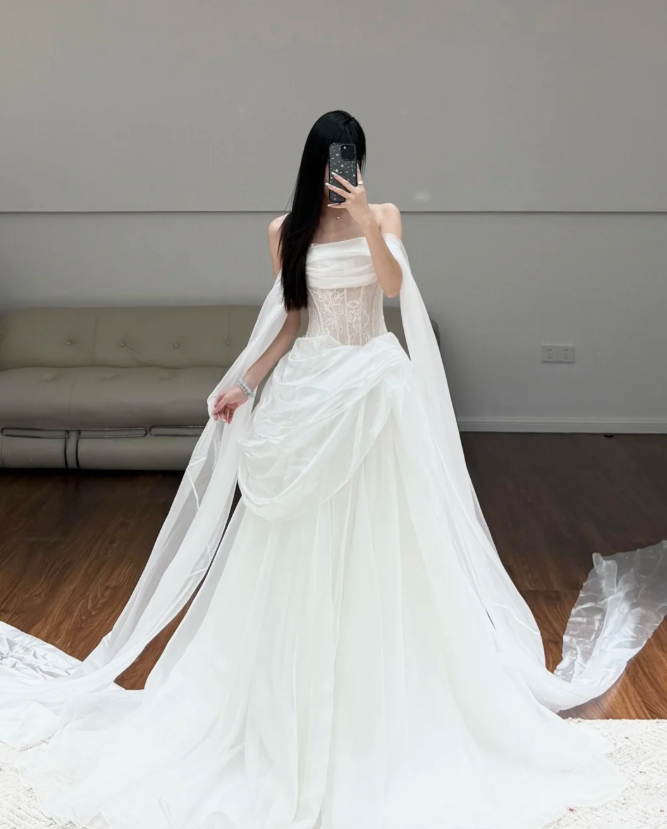 White Off The Shoulder Wedding Dress Classy Lace Wedding Gowns fg8609